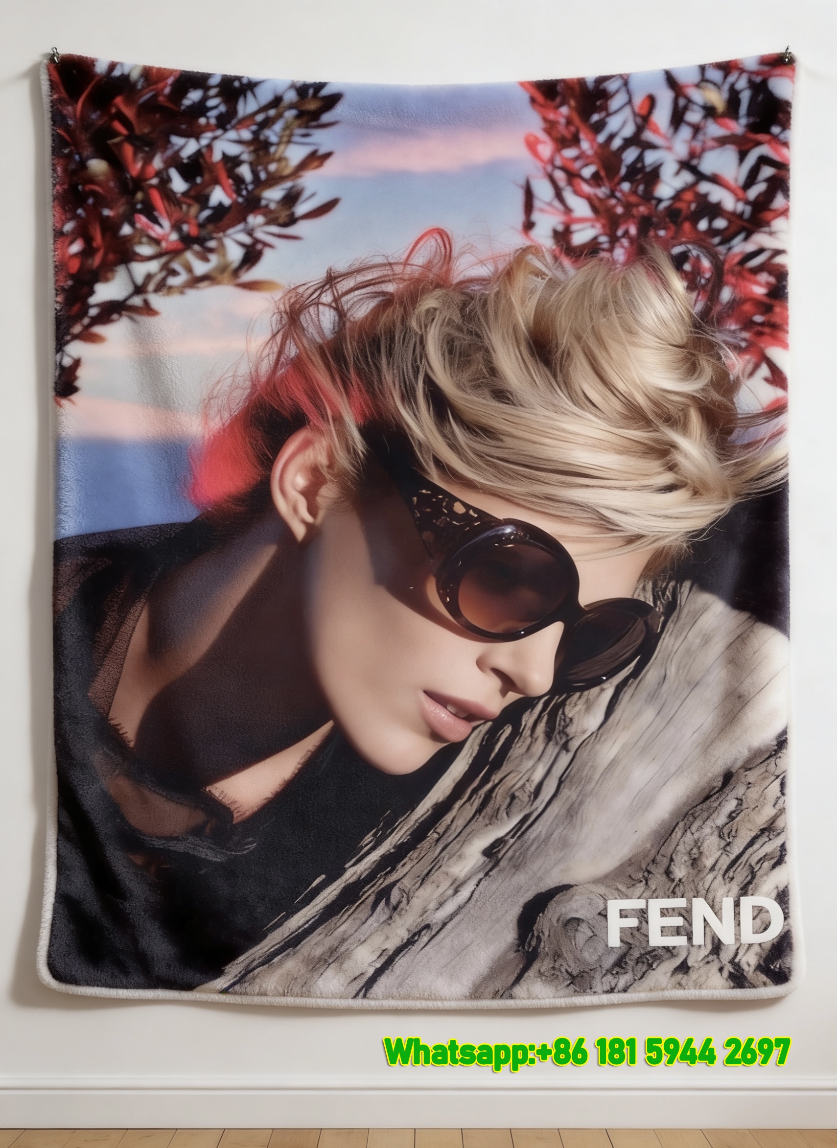 Fendi Tortoiseshell Sunglasses Fashion Editorial Flannel Throw Blanket IMG_9579